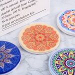 Aodini lot de 4 sous - verres absorbants en pierre pour table en bois, sous - verres en céramique mandala ... Aodini lot de 4 sous - verres absorbants en pierre pour table en bois, sous - verres en céramique mandala ...