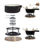 Appareil  fondue lectrique noir avec bol en cramique de 2, 6l support en acier inoxydable avec plaque ...