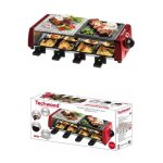 Appareil raclette 8 pers - grill - plancha - pierre de cuisson 1200 w 8 po�lons noire / argent grilles ...