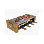 Appareil a raclette en bois avec gril 1200 w et grille sup�rieure en pierre naturelle