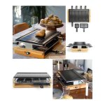 Appareil raclette - grill - plancha finition bambou 1200w 8 personnes 8 po�lons + 4 caquelons double