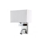 Applique 3w 4000k + 1xe27 gabriel chrome / abat - jour blanc 285lm 31x26x15. 5cm double on