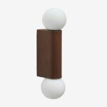 Applique mural avec 2 boules en cristal pour ext�rieur en aluminium irvine brun caf�