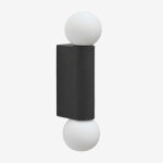 Applique mural avec 2 boules en cristal pour ext�rieur en aluminium irvine noir
