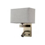 Applique murale 3w 4000k + 1xe27 gabriel cuir / abat - jour beige 285lm 31x26x15. 5cm double on