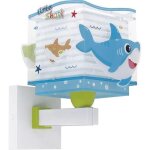 Applique murale enfant - dalber - little shark - motif requins - l 20 cm - h 24 cm - bleu - vert - jaune ...