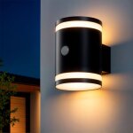 Applique murale ext�rieure solaire led aluminium avec d�tecteur de mouvement draco noir