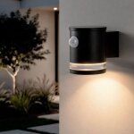 Applique murale ext�rieure solaire led aluminium avec d�tecteur de mouvement mini draco noir
