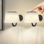 Appliques murales int�rieures a batterie - lot de 2 led dimmer avec interrupteur noir, design moderne ...