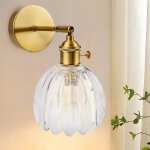 Applique murale int�rieure vintage antique - abat - jour tulipe verre e27, rotative 180 pour salon, salle ...