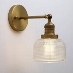 Applique murale intrieure vintage pathson, abat - jour verre textur e27, luminaire salle de bain, salon, ...