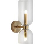 Applique murale moderne 2 lumi�res or - lampe avec abat - jour verre e14 pour chambre, salle de bain, ...