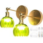 Applique murale vintage lampe tulipier lot de 2, abat - jour tulipe en verre vert, rgb 12 couleurs + ...
