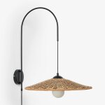 Applique sopant en fer et rotin synth�tique noir ¿65 cm