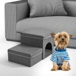 Apt - escalier pour chien, pliable escalier chien en 2 marches, extra larges rampe pour chien avec rangement ...