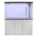 Aquarium a bords blanc et noisette avec meuble de support blanc
