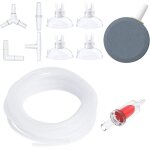 Aquarium hose 2 m � air hose with accessory kit for standard air pump connectors for air discs, suction ...