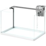 Aquarium en verre 20l - eclairage led, pompe a filtre - blanc