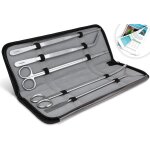Aquascaping kit with 5 stainless steel tools for aquascaping aquarium or terrarium - includes curved ...