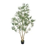 Arbre artificiel 2, 4 m - duoku - plante d�corative en pe avec pot noir - tronc et feuillage r�alistes ...