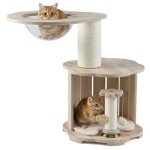 Arbre a chat lot de 1 tour 50 x 73 cm avec condo spacieux et poteaux a griffer style moderne en contreplaqu� ...