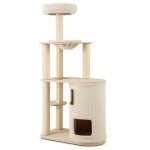 Arbre a chats 151 cm multi - niveaux costway, condo a 2 etages, poteaux et tapis de sisal pour griffer, ...