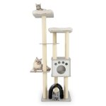 Arbre a chat 175 x 59 x 176 cm avec niche confort et poteaux en sisal ambiance cosy en bois d'ing�nierie ...