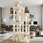 Arbre a chat, 180cm de haut avec base stable, plateforme xl, grande maison pour chat, 2 hamacs, meubles ...