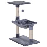 Arbre a chat 3 griffoirs grattoirs sisal naturel plateforme hamac et boule suspendue dim. 50l x 36l x ...