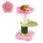 Arbre a chat 69 x 40 x 40 cm avec perchoir confortable multifonctionnel design en peluche rose helloshop26 ...