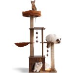 Arbre a chat, 76 cm arbre a chat rtro avec poteau carr unique, tour a chat en bois avec boules en argent, ...