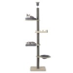 Arbre a chat adjustable du sol au plafond 236 - 271 cm 5 niveaux avec perchoir et poteaux a gratter en ...