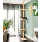 Arbre chat bois du sol au plafond, 3 etages arbre a chat mural, hauteur rglable jusqu' 236 - 278 cm, ...