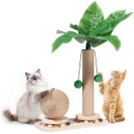 Arbre a chat - colonnes a chat - 2 en 1 - jouet interactif avec boules suspendues - poteaux a gratter ...