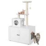 Arbre a chat avec enclos de liti�re 77, 5 x 49 x 132 cm facile a nettoyer ambiance cosy style industriel ...