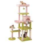 Arbre a chat avec plusieurs espaces de repos 48 x 48 x 148 cm confort rembourr� design floral en tissu ...