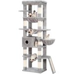 Arbre a chat a plusieurs etages de 175 cm de haut, meuble pour chat avec grandes plateformes, hamac extra ...