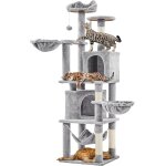 Arbre a chat gant hauteur 175 cm avec 2 plate - formes perchs 2 paniers 2 condos en peluche cordes ...