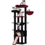 Arbre a chat gothique, hauteur 200 cm, avec 11 griffoirs, 2 plate - forme, 1 planche a griffer, niche, ...