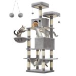 Arbre a chat grande tour de jeux hauteur 168 cm avec 13 griffoirs 1 planche a griffer 2 plate - forme ...