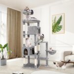 Arbre a chat grandes xxl, arbres a chats gant hauteur 213 cm avec 2 niches, plateformes, perchoirs, ...