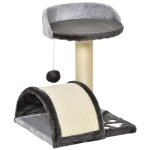 Arbre a chat griffoir grattoir design jeu boule suspendue + plateforme peluche sisal naturel gris