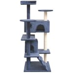 Arbre a chat griffoir grattoir niche jouet animaux peluch� en sisal 125 cm bleu fonc� helloshop26 3702227 ...
