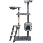 Arbre a chat et griffoir sisal 150 cm empreintes de pattes gris