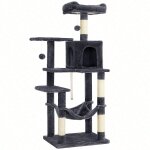 Arbre a chat hamac, tour de jeux 143 cm, gris anthracite