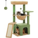 Arbre  chat d'intrieur avec grand niche, 1 planche en sisal, 3 griffoirs, tour  chat avec grand ...