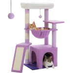 Arbre  chat d'intrieur avec grand niche, 1 planche en sisal, 3 griffoirs, tour  chat avec grand ...