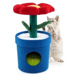 Arbre a chat mignon costway, perchoir rembourr en forme de fleur, condo en forme de pot, griffoir, feuilles ...