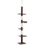 Arbre a chat poteau a griffer l40 x l 34 x h 230 - 260 cm 5 niveaux d'activit�s marron
