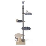 Arbre a chat r�glable du sol au plafond 236 x 271 cm espace de jeu s�curis� ambiance cosy en contreplaqu� ...